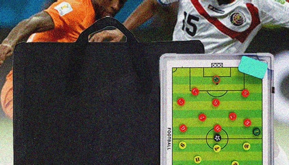Football instructor with tactical board