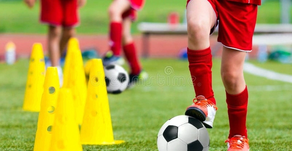 Professional football training demonstration